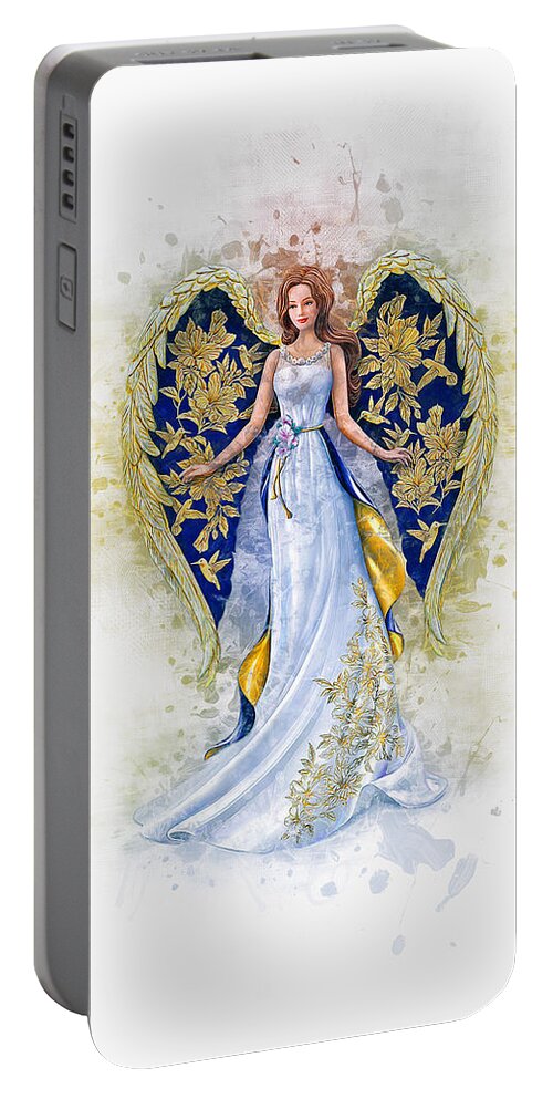 Angel Portable Battery Charger featuring the digital art Floral Angel by Ian Mitchell