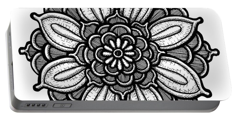 Flower Portable Battery Charger featuring the drawing Floral Icon 34 by Amy E Fraser
