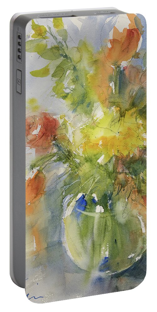 Watercolor Portable Battery Charger featuring the painting Floral Still life by Judith Levins