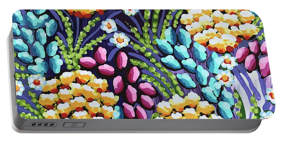 Floral Portable Battery Charger featuring the painting Floral Whimsy 2 by Amy E Fraser