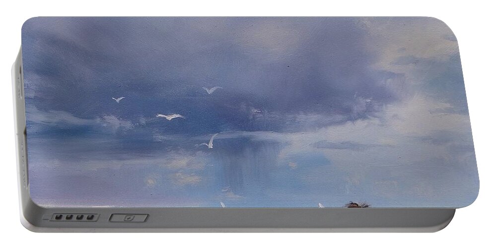 Florida Portable Battery Charger featuring the painting Florida Breeze by Laura Lee Zanghetti
