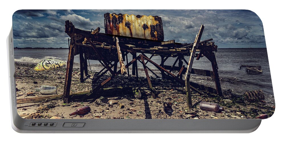 Brooklyn Portable Battery Charger featuring the photograph Flotsam And Jetsam At Dead Horse Bay by Chris Lord