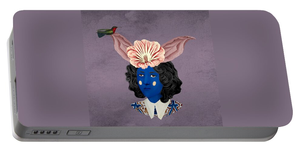 #companion_#1:bird Portable Battery Charger featuring the digital art Flower Girl #9891 by Varvara Alay