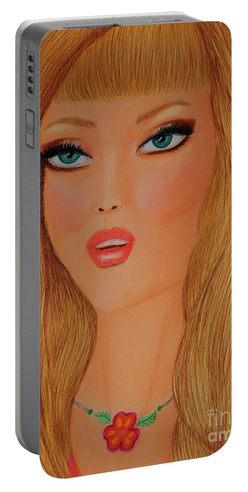 Fashion Portable Battery Charger featuring the drawing Flower Necklace by Dorothy Lee