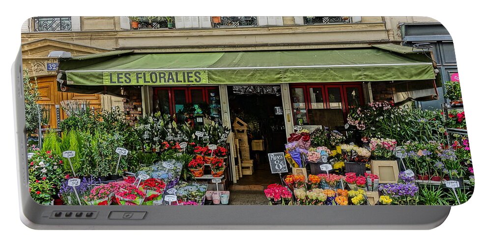 Florists Portable Battery Charger featuring the photograph Flower Shop on Rue Cler by Patricia Caron