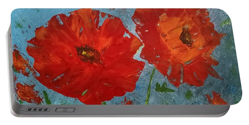 Poppy Flowers Portable Battery Charger featuring the painting Poppy Flowers by Helian Cornwell