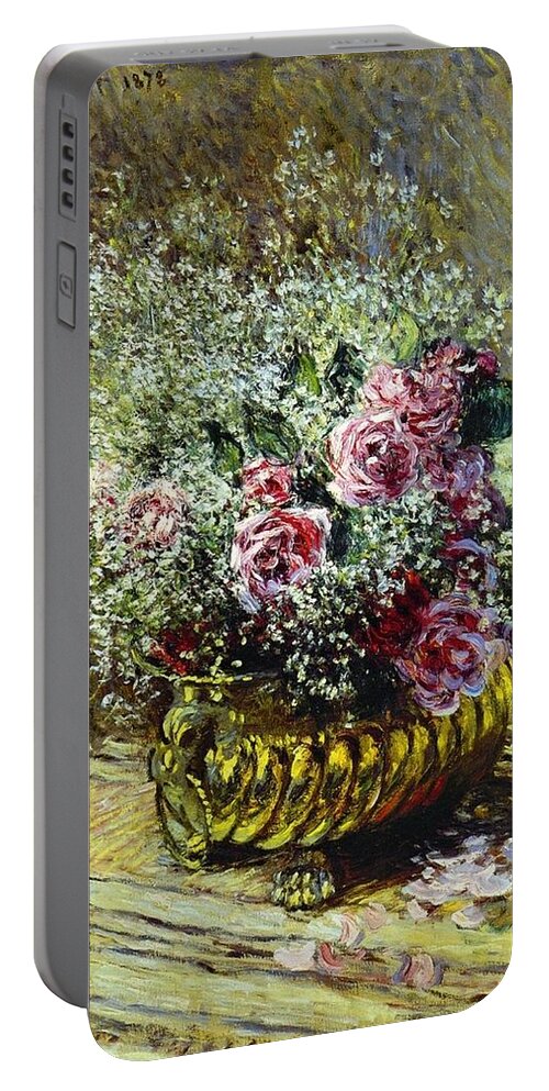 Claude Monet Portable Battery Charger featuring the painting Flowers in a Pot, 1878 by Claude Monet