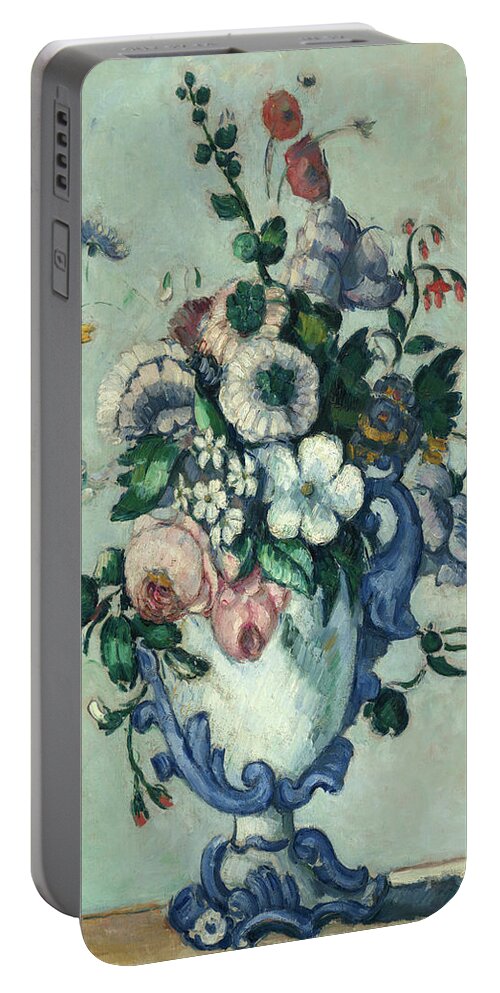 Paul Cezanne Portable Battery Charger featuring the painting Flowers in a Rococo Vase, circa 1876 by Paul Cezanne