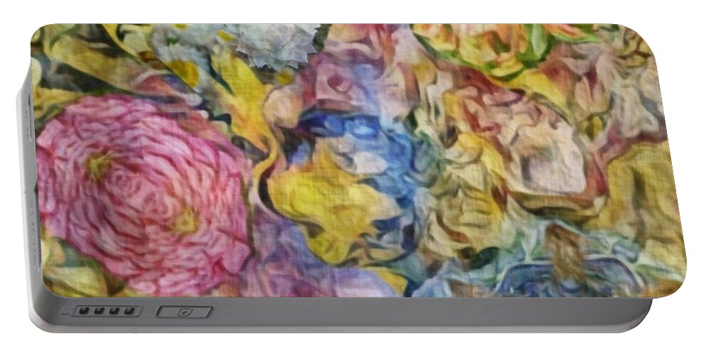 Abstract Art Portable Battery Charger featuring the digital art Flowery Beauty by Kathie Chicoine