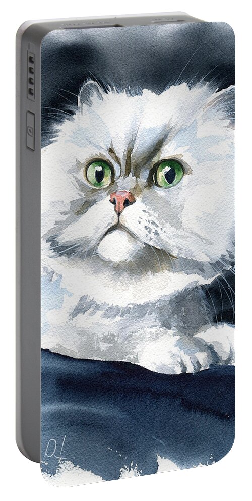Persian Portable Battery Charger featuring the painting Fluffy Chic by Dora Hathazi Mendes