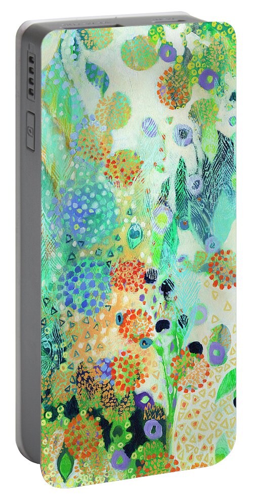 Abstract Portable Battery Charger featuring the painting Following My Spirit by Jennifer Lommers