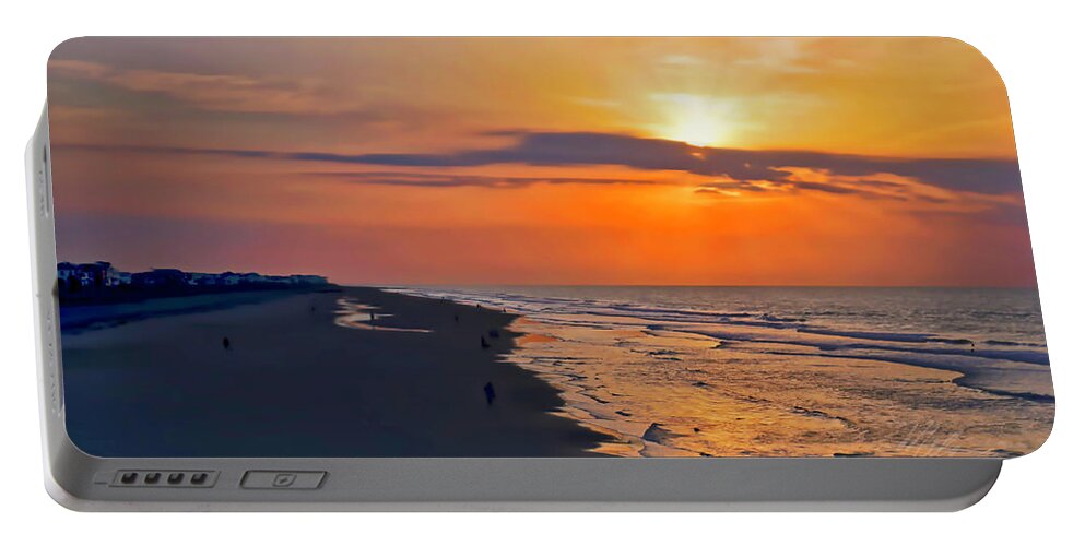 Folly Beach Portable Battery Charger featuring the photograph Folly Beach Sunrise by Meta Gatschenberger