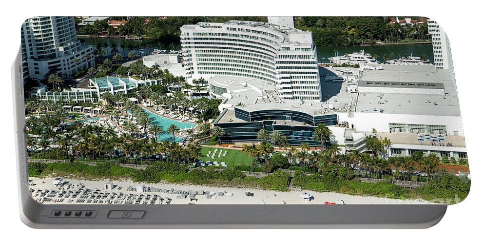 Fontainebleau Miami Beach Portable Battery Charger featuring the photograph Fontainebleau Miami Beach Aerial by David Oppenheimer