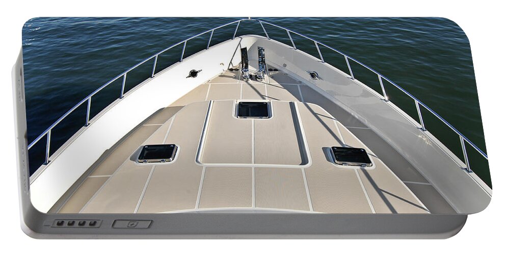 Yacht Portable Battery Charger featuring the photograph Fore Deck by David Shuler