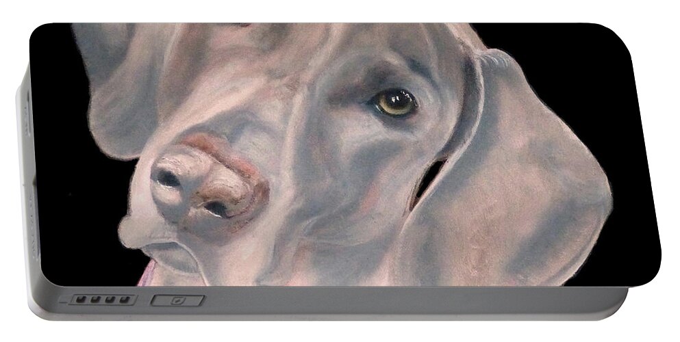 Weimaraner Portable Battery Charger featuring the painting Forever Yours by Susan A Becker