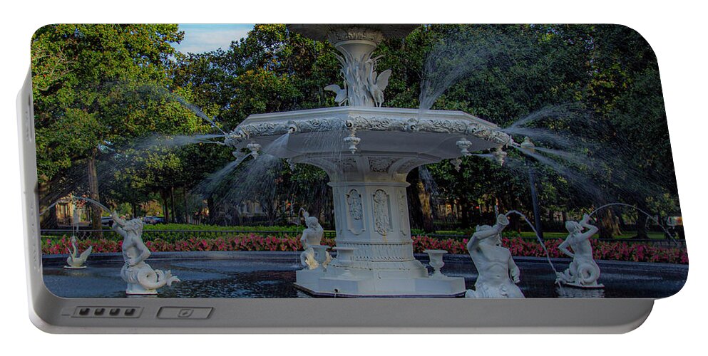  Fountain Portable Battery Charger featuring the photograph Forsyth Park Fountain by Danny Mongosa