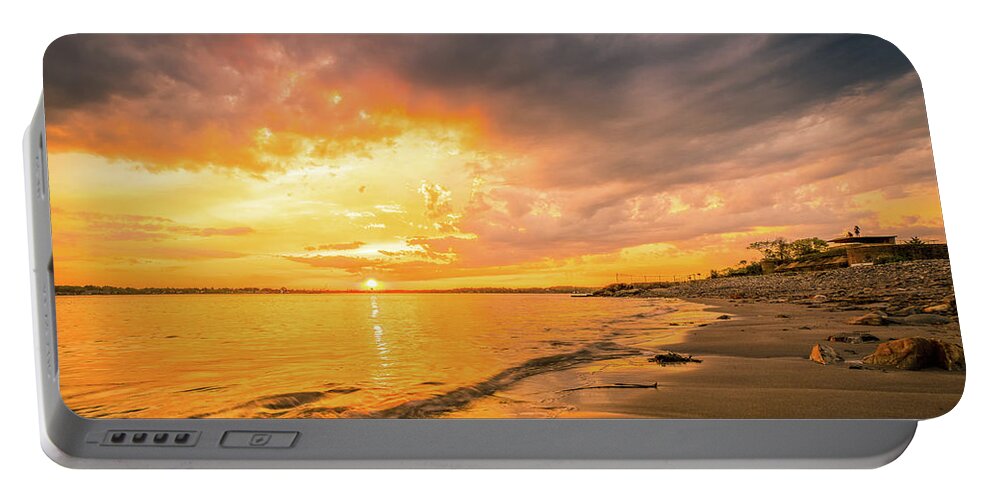 Bunker Portable Battery Charger featuring the photograph Fort Foster Sunset Watchers Club by Jeff Sinon