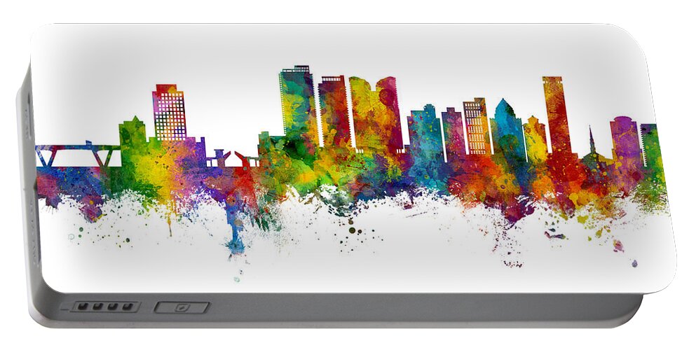 Fort Lauderdale Portable Battery Charger featuring the digital art Fort Lauderdale Florida Skyline by Michael Tompsett