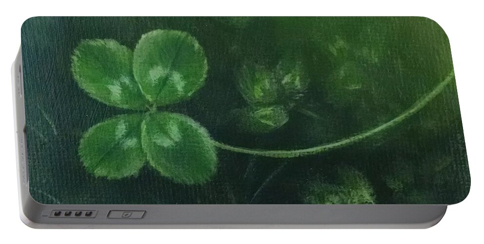 Four Leaf Clover Portable Battery Charger featuring the painting The Wanted by Helian Cornwell