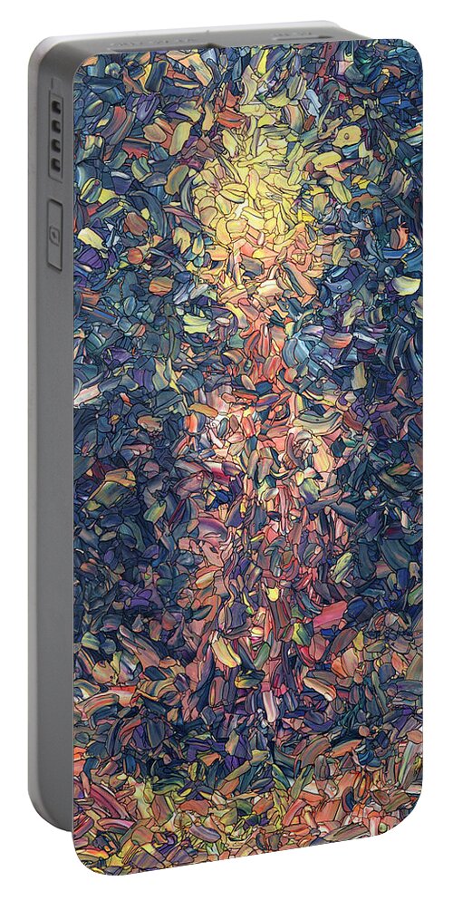 Candle Portable Battery Charger featuring the painting Fragmented Flame by James W Johnson