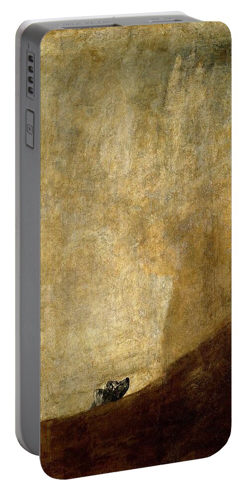 Dog Half-submerged Portable Battery Charger featuring the painting Francisco de Goya y Lucientes / 'Dog half-submerged', 1820-1823, Spanish School. by Francisco de Goya -1746-1828-