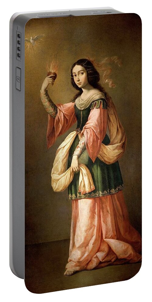 Allegory Of Charity Portable Battery Charger featuring the painting Francisco de Zurbaran / 'Allegory of Charity', ca. 1655, Spanish School. by Francisco de Zurbaran -c 1598-1664-