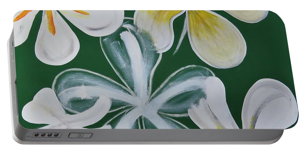 Modern Abstract Art Portable Battery Charger featuring the painting Frangipani by Joan Stratton