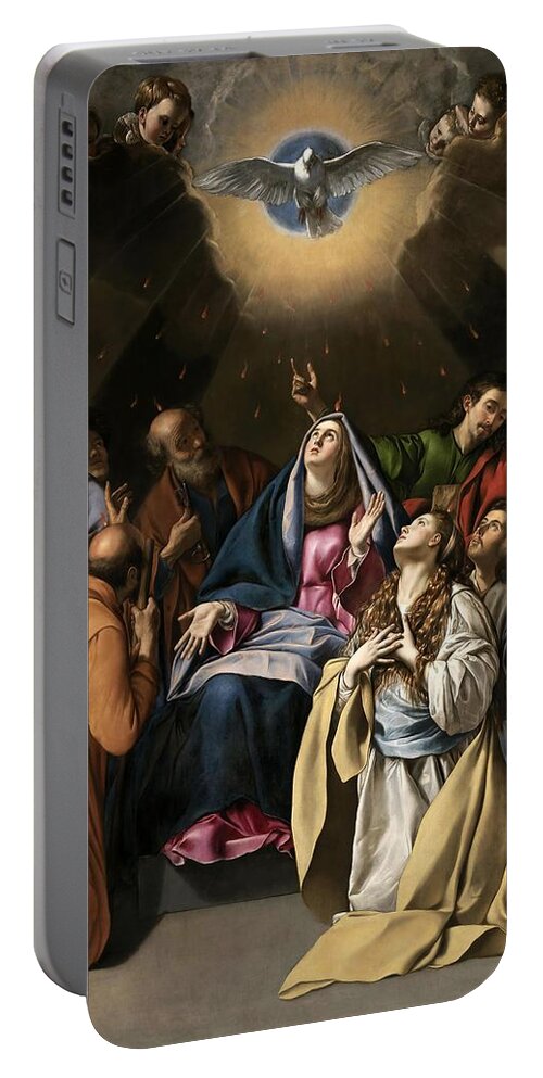 Juan Bautista Mayno Portable Battery Charger featuring the painting Fray Juan Bautista Maino / 'Pentecost', 1615-1620, Spanish School, Oil on canvas, 324 cm x 246 cm. by Juan Bautista Maino -1569-1649-