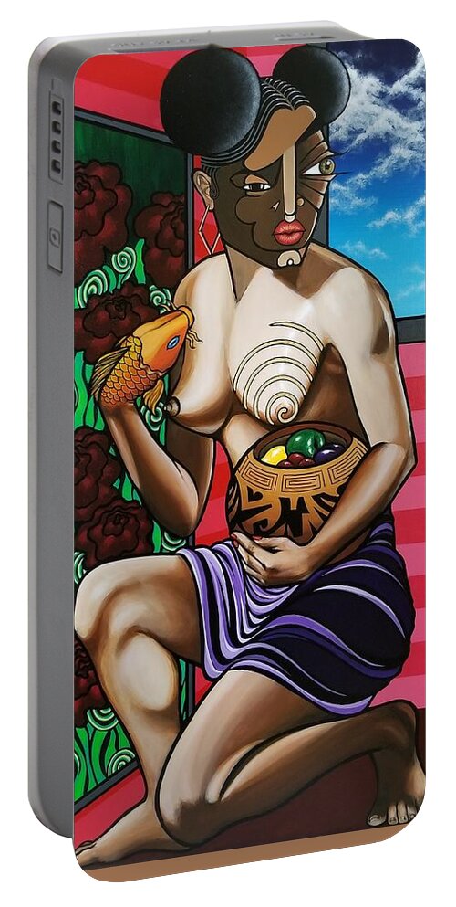 Graphic Portable Battery Charger featuring the painting Free by Bryon Stewart