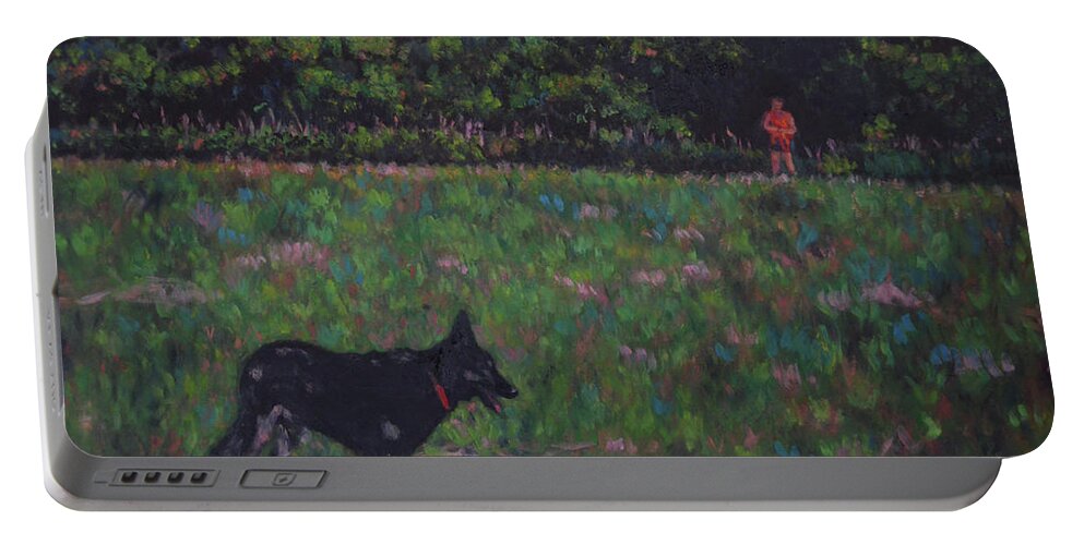 Dog Portable Battery Charger featuring the painting Freedom by Beth Riso