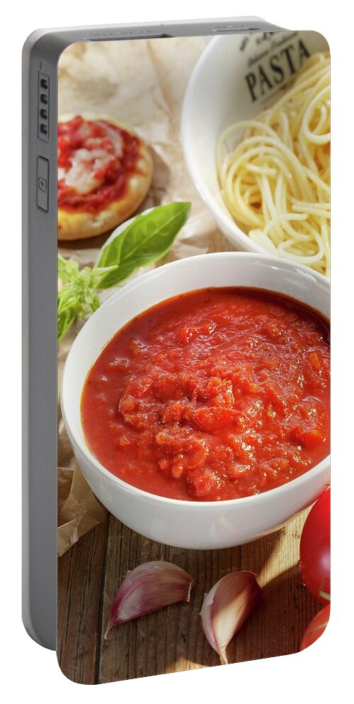 Ip_11282990 Portable Battery Charger featuring the photograph Fresh Tomato Sauce by Foodfoto Kln