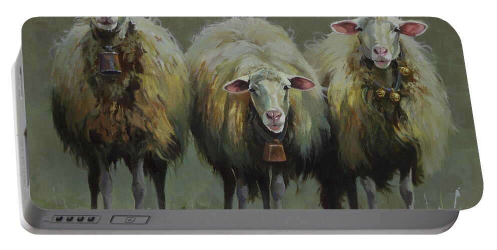 Farm Animals Portable Battery Charger featuring the painting Front Line by Carolyne Hawley
