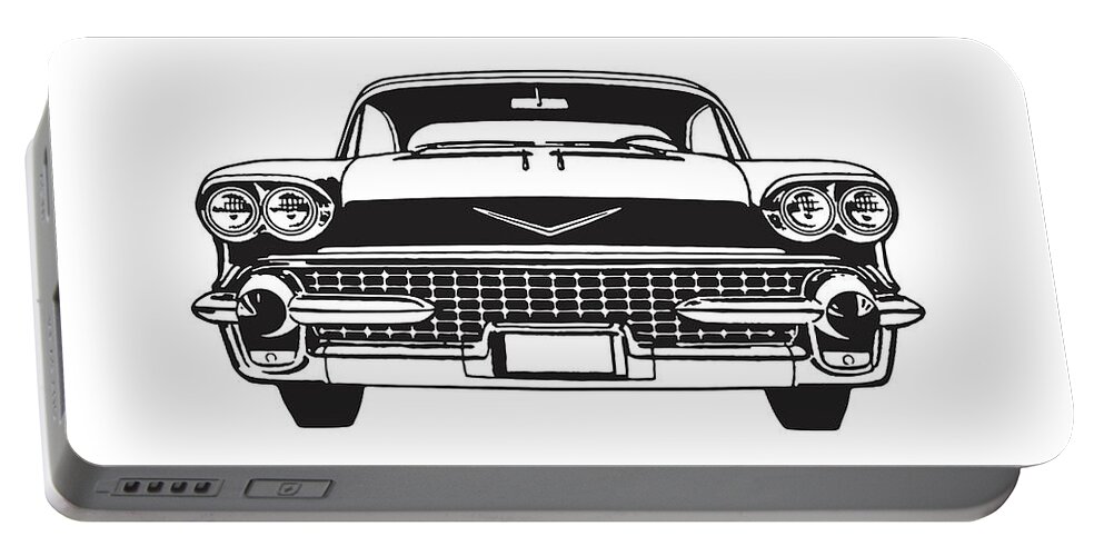Archive Portable Battery Charger featuring the drawing Front of Old Car by CSA Images