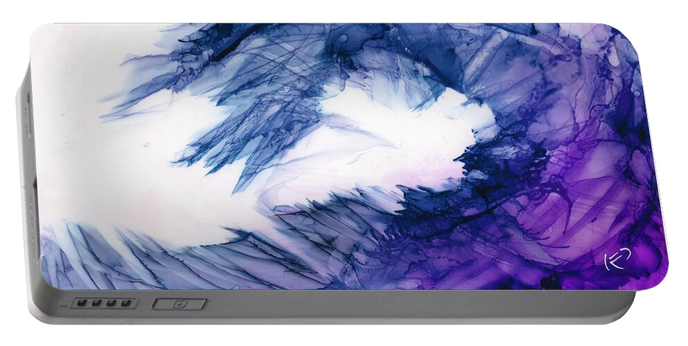 Alcohol Portable Battery Charger featuring the painting Frozen Wave by KC Pollak