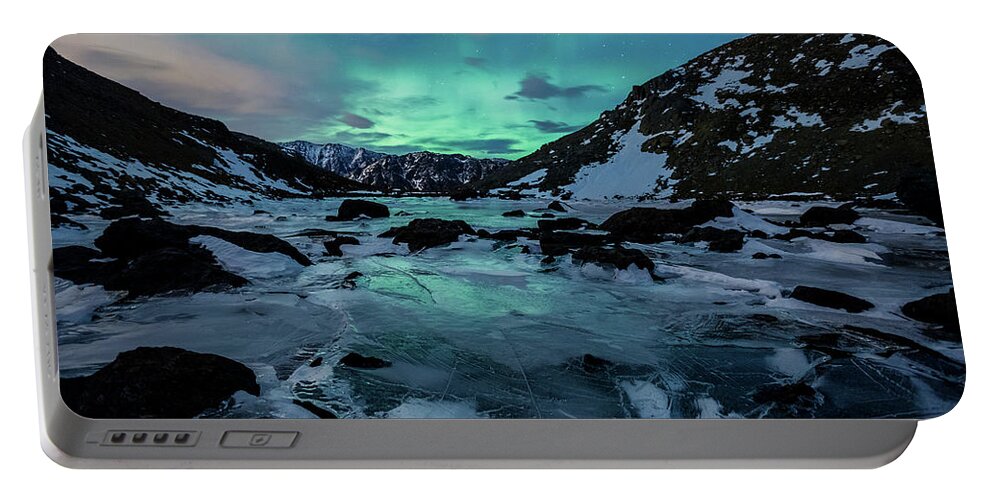 Aurora Portable Battery Charger featuring the photograph Gale-Force Aurora H by Tim Newton