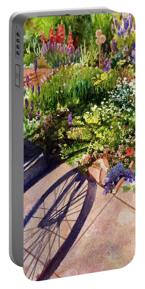 Garden Painting Portable Battery Charger featuring the painting Garden Shadows II by Anne Gifford