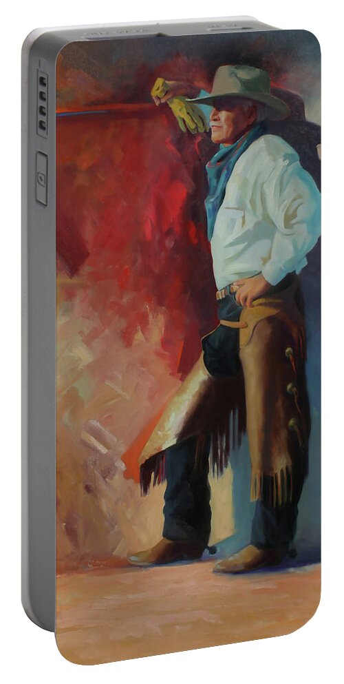 Figurative Art Portable Battery Charger featuring the painting Gemini Man by Carolyne Hawley
