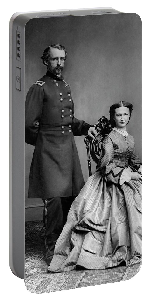 George Armstrong Custer Portable Battery Charger featuring the photograph General Custer and His Wife Libbie by War Is Hell Store