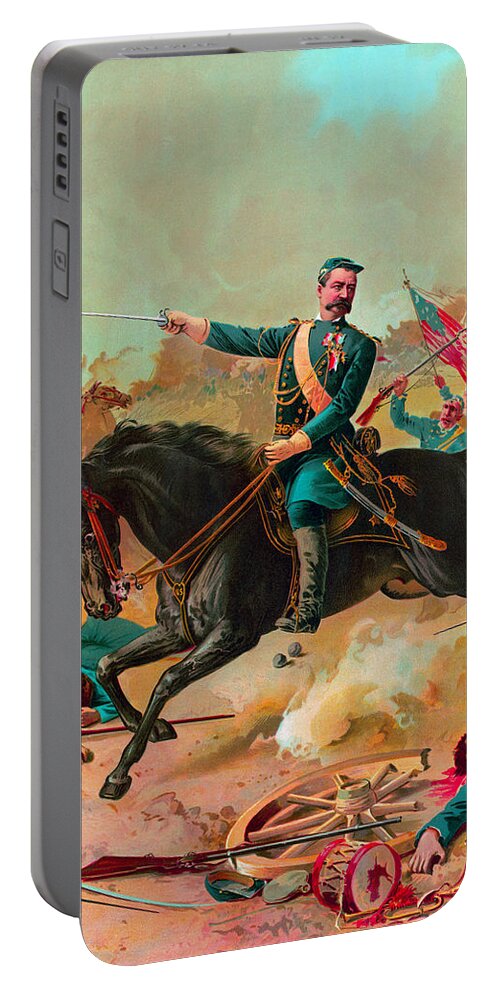 Philip Sheridan Portable Battery Charger featuring the painting General Sheridan Leading Troops In Battle by War Is Hell Store