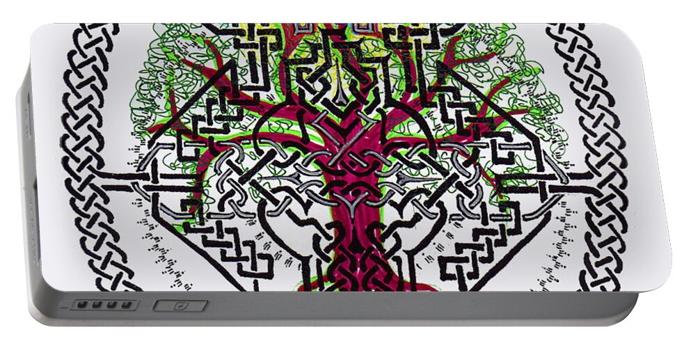 Celtic Portable Battery Charger featuring the painting Genesis 1 1 by Hidden Mountain