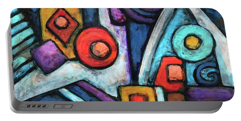 Abstract Portable Battery Charger featuring the painting Geometric Abstract 4 by Amy E Fraser