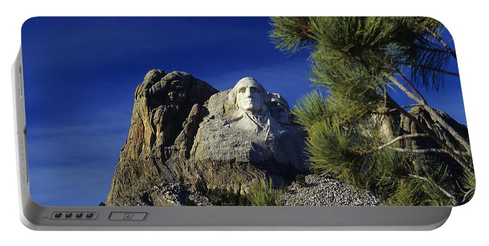 Mount Rushmore. George Washington Portable Battery Charger featuring the photograph George No.2 - A Mount Rushmore Impression by Steve Ember