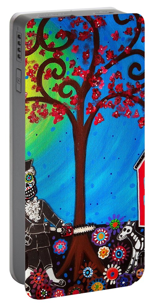Best Friend Portable Battery Charger featuring the painting George Washington Dia De Los Muertos by Pristine Cartera Turkus
