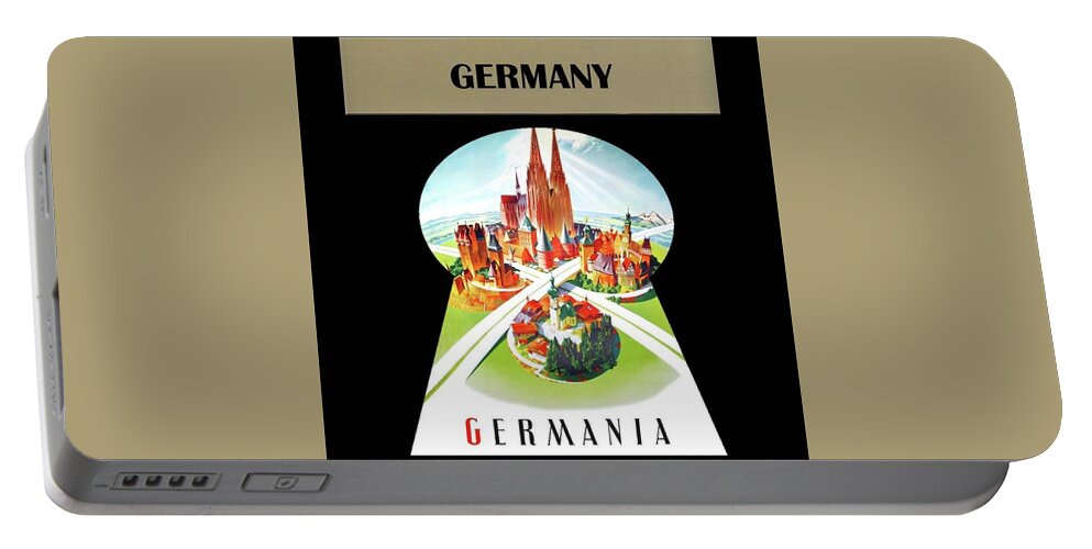 German Portable Battery Charger featuring the digital art German vintage posters by Long Shot