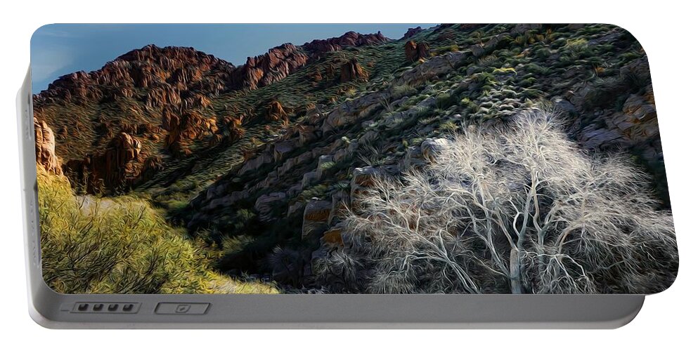 Landscape Portable Battery Charger featuring the photograph Ghost at Queen Creek Canyon by Hans Brakob