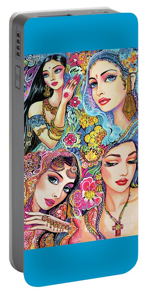 Bollywood Dancer Portable Battery Charger featuring the painting Glamorous India by Eva Campbell