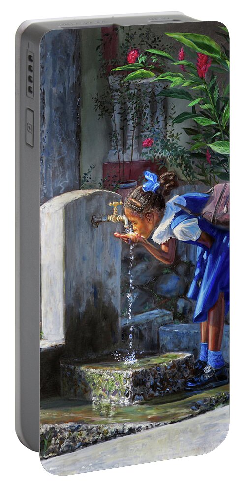 Caribbean Art Portable Battery Charger featuring the painting Glo #2 by Jonathan Gladding