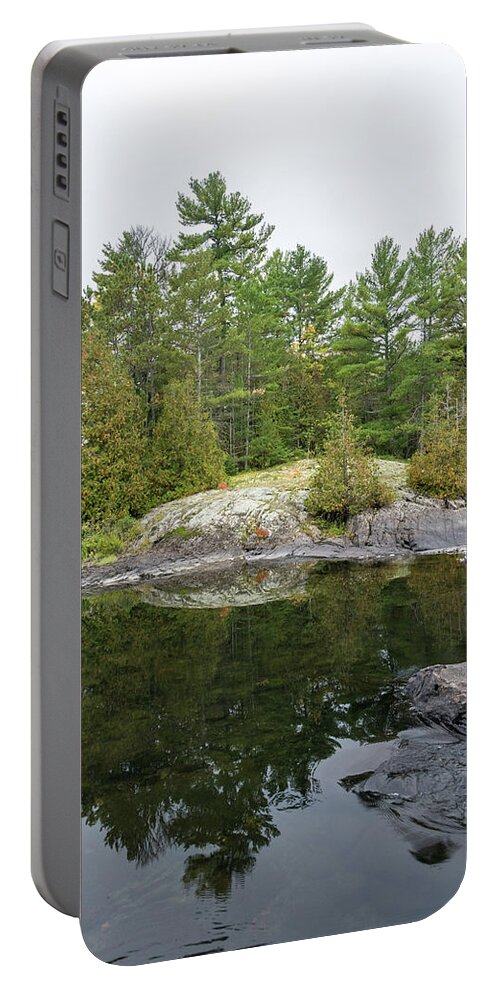 Georgia Mizuleva Portable Battery Charger featuring the photograph Glossy Forest Mirror - Serpent River Reflections by Georgia Mizuleva