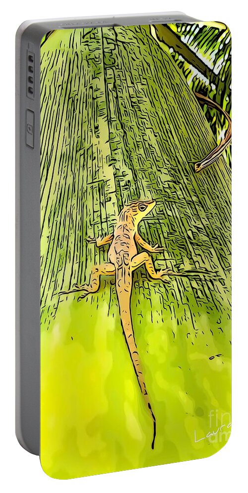Lizard Portable Battery Charger featuring the digital art Going Up by Laura Forde
