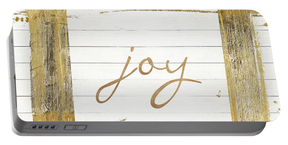 Gold Portable Battery Charger featuring the painting Gold Joy Square by Patricia Pinto